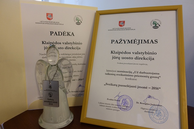 Uosto direkcijai – reikšmingas apdovanojimas už darbuotojų sveikatos puoselėjimą